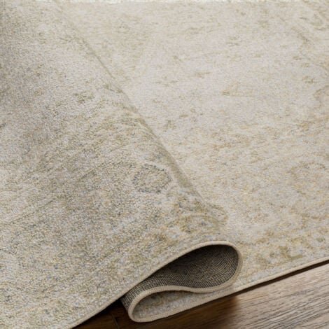 SURYA Tapis de Couloir Vintage Lavable en Machine Vert/Brun 80x220 cm