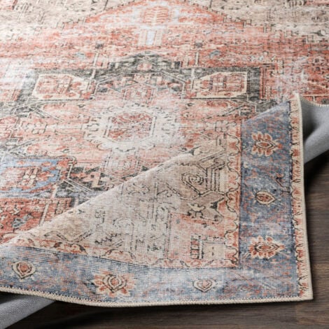 SURYA Tapis Lavable en Machine Tapis Persan Vintage Oriental Traditionnel Rouge et Bleu 160 x 220 cm