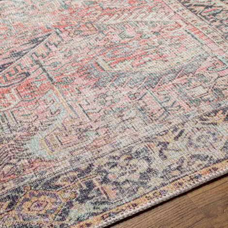 SURYA Tapis Vintage Lavable en Machine Rose 160x213 cm