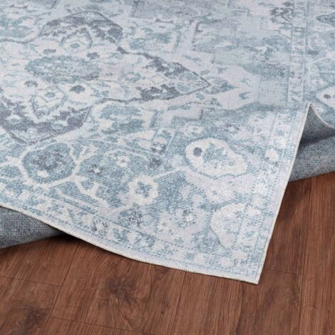 SURYA Tapis Vintage Lavable en Machine Gris/Bleu 160x213 cm