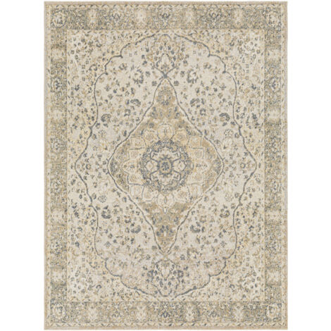 SURYA Tapis Vintage Lavable en Machine Jaune/Ivoire 160x213 cm