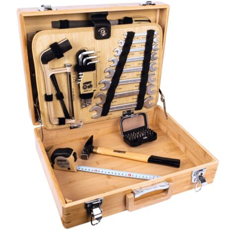 Brüder Mannesmann Bamboo boîte à outils, équipé, 108 pcs.