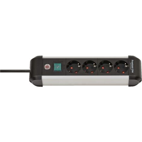 Rallonge multiprise pour espace TV 4x2P+T, 4x2P, interrupteur, parafoudre  et cordon 2m noir