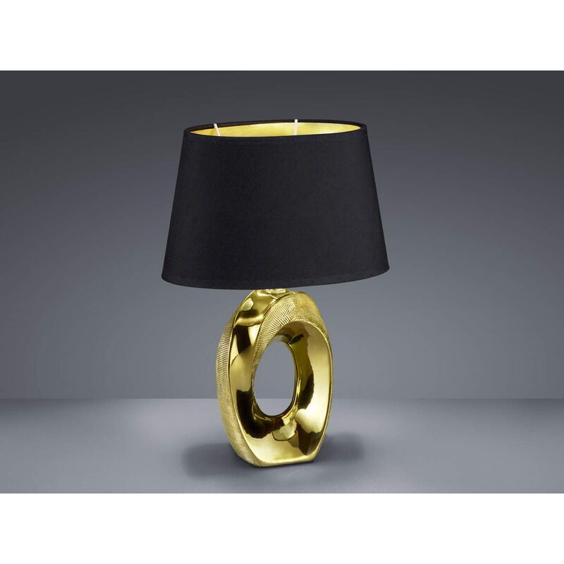 TABA 33cm Gold Kleine Keramik Schwarz, Stoffschirm - Tischleuchte Höhe