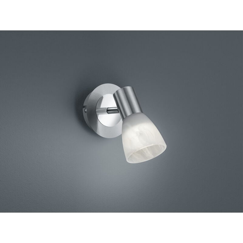 LED Wandstrahler LEVISTO 1-flammig Silber Glaslampenschirm schwenkbar Höhe  19 cm | Deckenstrahler
