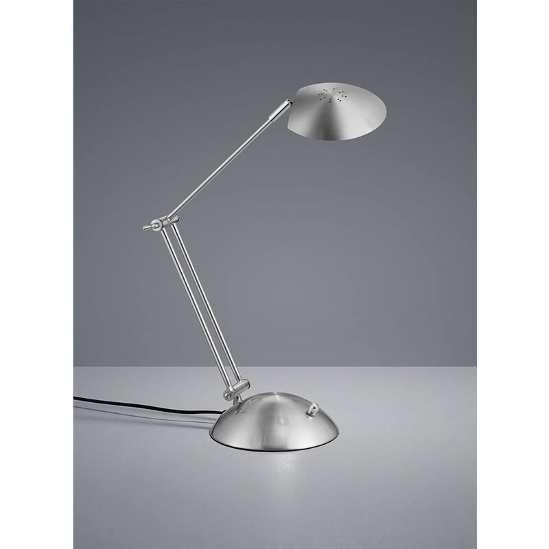 LED Schreibtischleuchte Silber Höhe verstellbar 43cm Drehdimmer - CALCIO