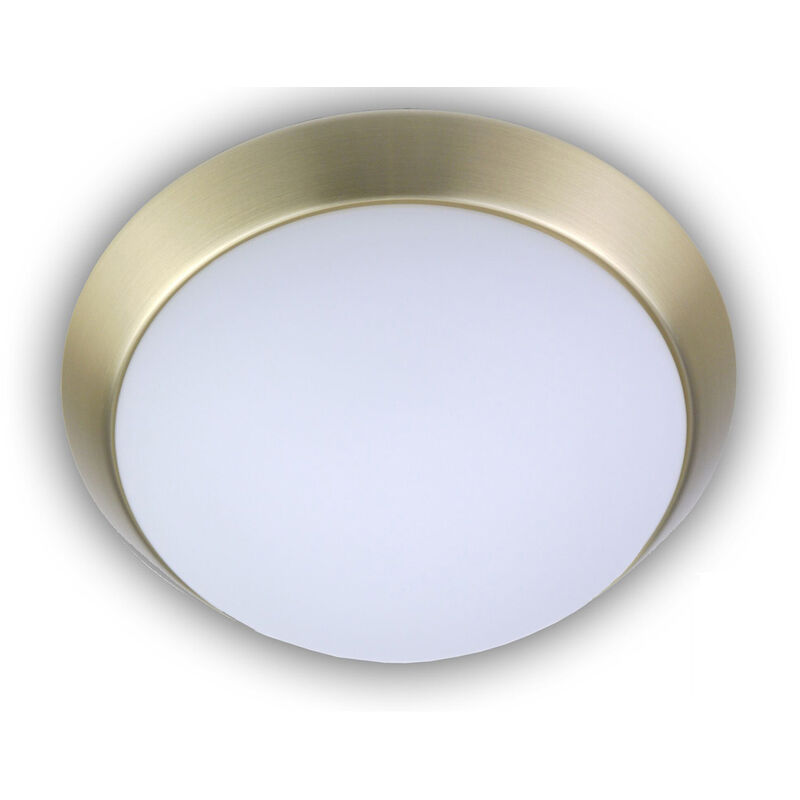 LED-Deckenleuchte rund, Opalglas matt, Dekorring 50cm Messing matt, Ø