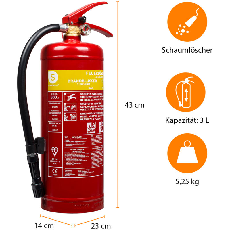 SET: CO2-Feuerlöscher, Brandklasse B, BSI Prüfzeichen, 2kg + Löschdecke