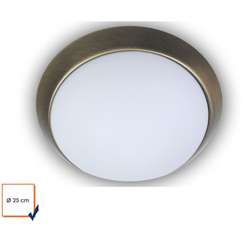Elegant und exquisit LED Deckenleuchte / Deckenschale, Opalglas 25cm matt, Dekorring Altmessing, Ø