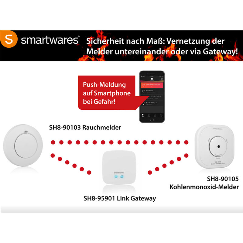 Smartwares Smart Home Pro Kohlenmonoxid-Melder/Co Melder, SH8-90105