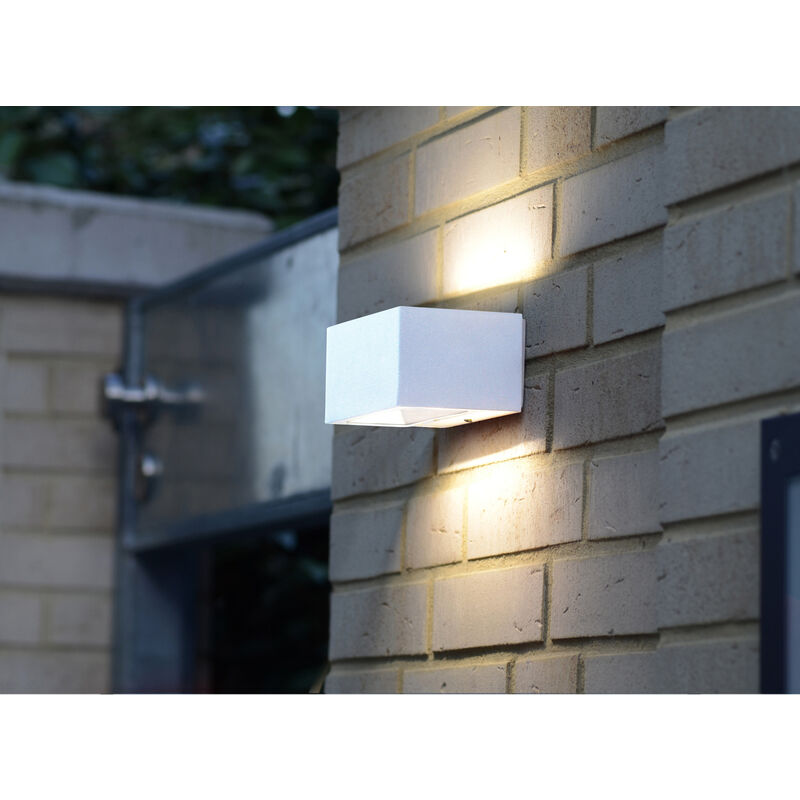Eckige Außenlampen im 2er SET, LED Up & Down Wandbeleuchtung im Clean Cut  Design