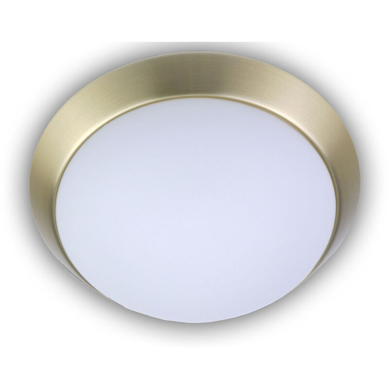LED Deckenleuchte Deckenschale rund Opalglas matt Dekorring Messing matt Ø  25cm