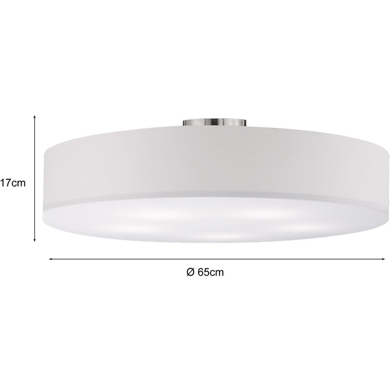 Große LED Stoffschirm Ø Deckenleuchte in Weiß 65cm mit