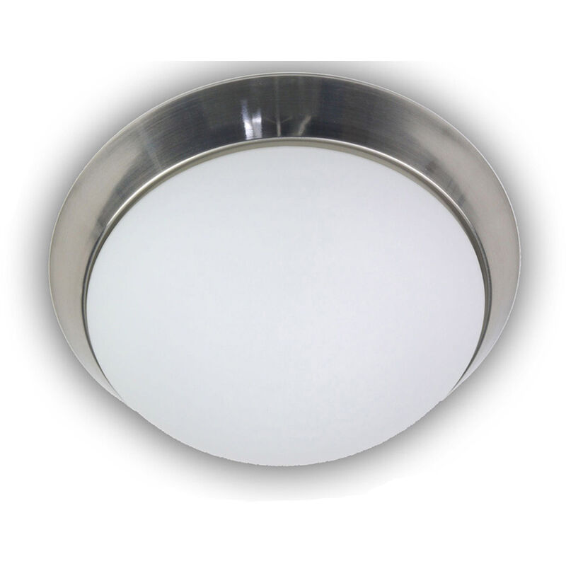 LED Deckenleuchte / Deckenschale, Opalglas matt, Dekorring Nickel matt, Ø  45cm