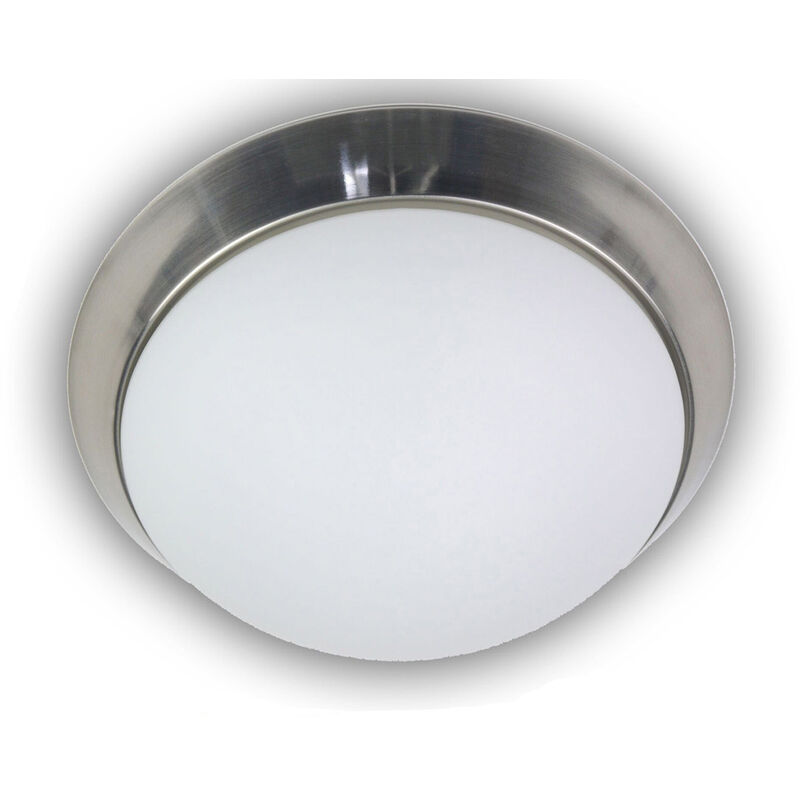 LED Deckenleuchte / Nickel matt, Ø matt, Dekorring Deckenschale, Opalglas 40cm