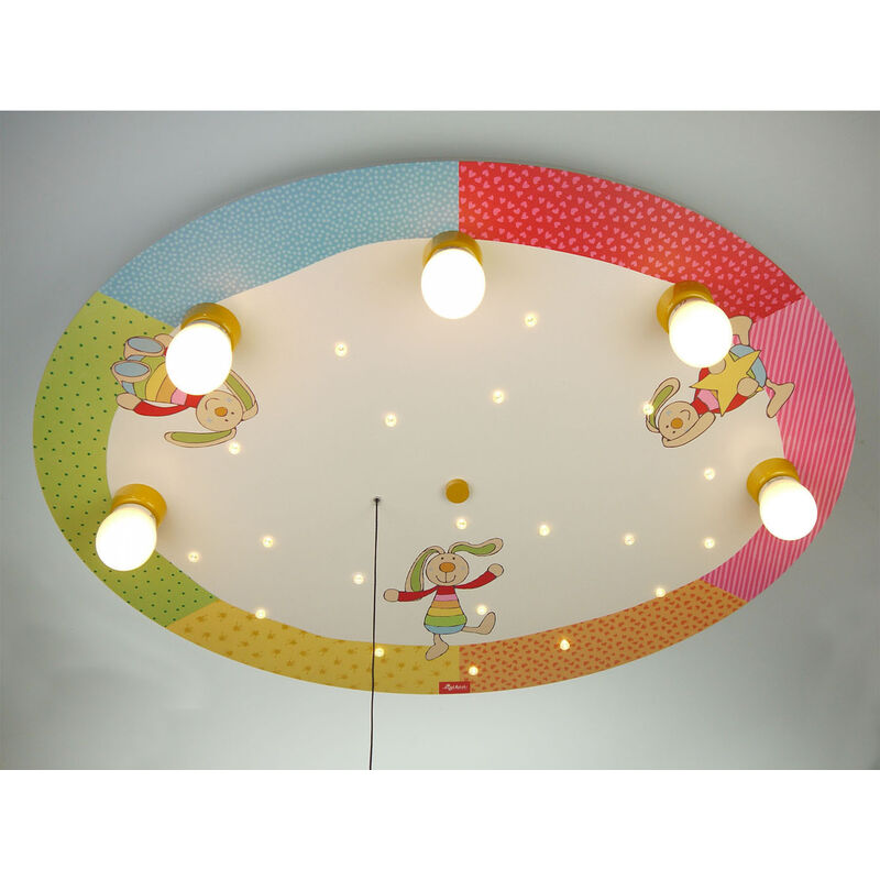 LED-Schlummerlicht Deckenleuchte mit für Häschen bunten LED Zugschalter Kinder