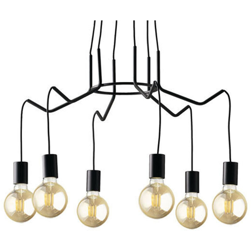 6 flammiger LED Kronleuchter Ø66cm moderne minimalistisch Schwarz - Spinnenlampe
