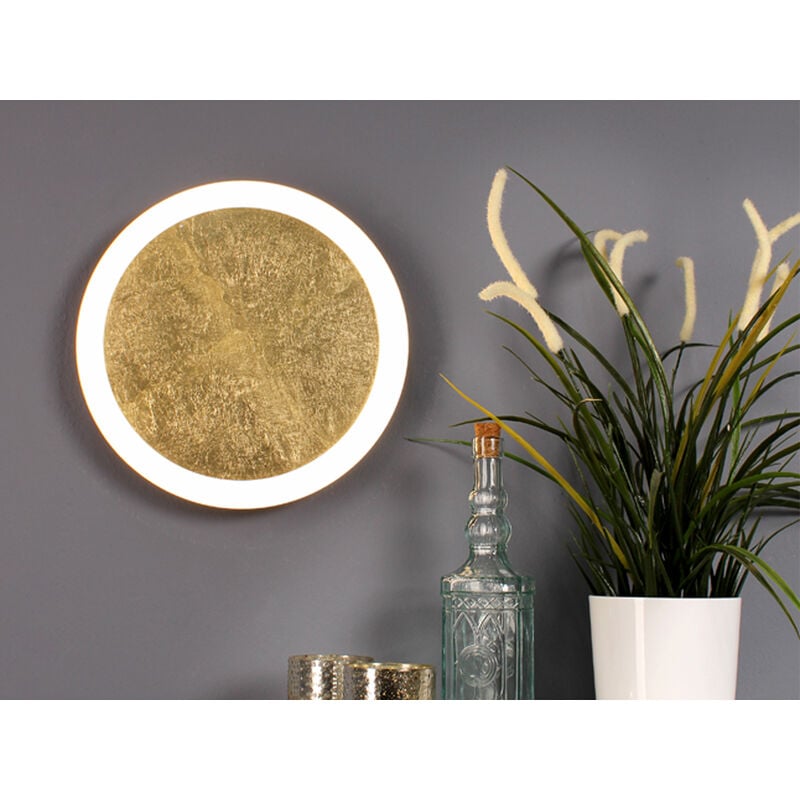 Blattgold & für Spiegel Decke, Design Kleine Wandleuchte Wand LED MOON Ø30cm