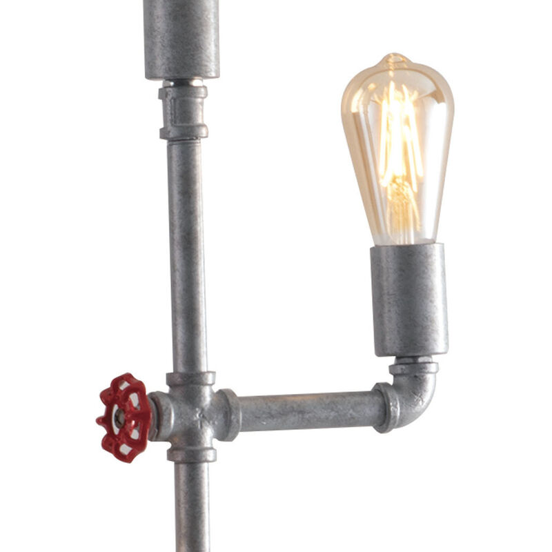 Stehlampe AMARCORD im Industriedesign Wasserrohr antik Optik, Grau