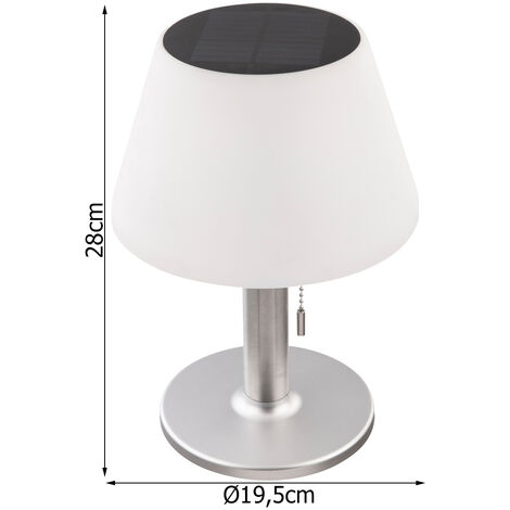 Solar Tischleuchte mit Zugschalter, Lampenschirm weiß Höhe 28cm
