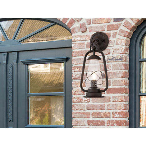LED Außenwandleuchte in antiker Laternenoptik, Höhe 42,5cm