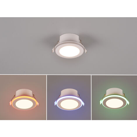 LED Einbaustrahler ARGUS Weiß mit Fernbedienung dimmbar & RGBW, Ø 8cm