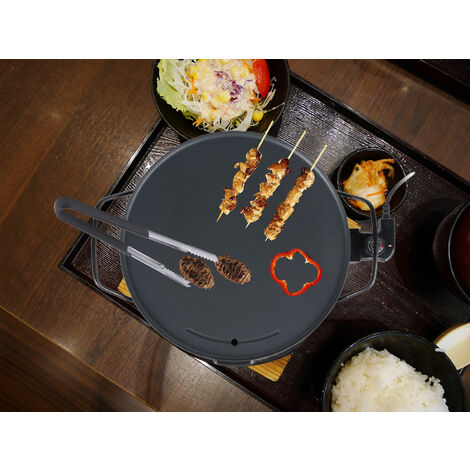 Elektro Tischgrill Ø40cm für 4 Personen, Teppanyaki mit Grillzange, 2000W (1/5)