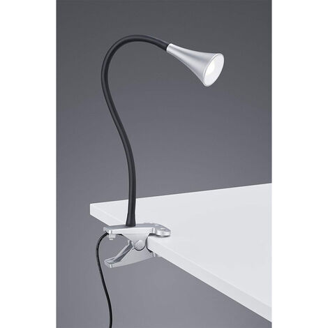 LED Klemmleuchte VIPER 1 flammig Kunststoff Schwanenhalslampe in Silber/Schwarz (1/4)