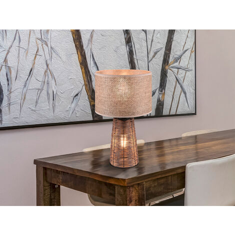 Tischleuchte STRAW aus Naturmaterial Rattan Braun, Höhe 40cm
