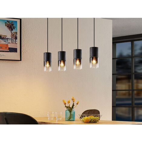 Vintage Pendelleuchte 4 x E27 Robin Black Metal Trio Beleuchtung