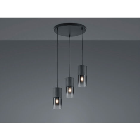 Vintage Pendelleuchte 3 x E27 Robin Black Metal Trio Beleuchtung
