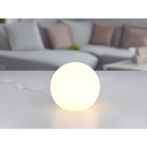 Kleine Kugel Tischlampe PINGPONG aus Opalglas Weiß, Höhe 18cm