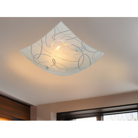 Eckige Deckenleuchte SPIRELLI Glas mit modernem Dekor, Quadrat 30cm (1/5)