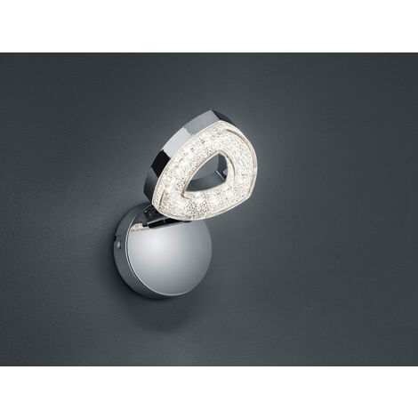 LED Wandstrahler TOURS 1 flammig Metall Chrom Schirm Transparent, Höhe 13cm