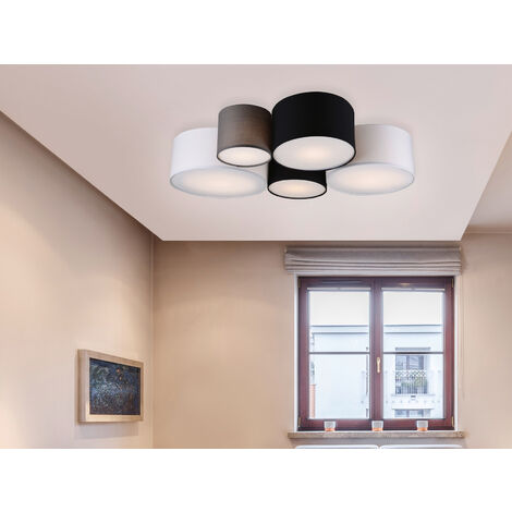 Deckenleuchte HOTEL 5-flammig, Stoff Lampenschirme mehrfarbig, Breite 90cm (1/5)