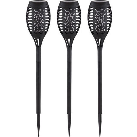 Solarfackeln 3er Set mit Flammeneffekt, Schwarz, Höhe 49,5cm (1/5)