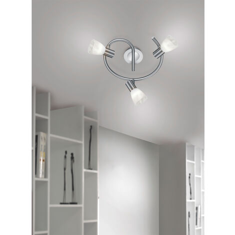 LED Deckenstrahler LEVISTO 3-flammig Silber Glaslampenschirme schwenkbar Ø  30 cm