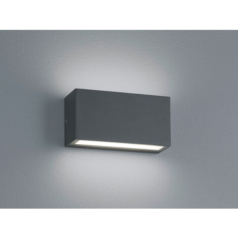 Rechteckige Wandleuchte Trent Led IP65 Anthrazit Double Emission Trio Lighting
