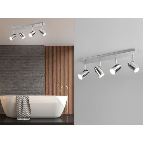 Deckenstrahler Badezimmerlampe ANGELO Silber Chrom 4-flammig, Breite 52cm (1/5)