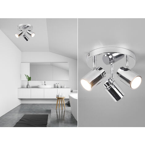 Deckenstrahler Badezimmerlampe ANGELO Silber Chrom 3-flammig, Ø 20cm (1/5)