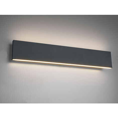 Flache LED Wandleuchte CONCHA Up and Down Anthrazit - 3 Stufen Dimmer, B: 47cm