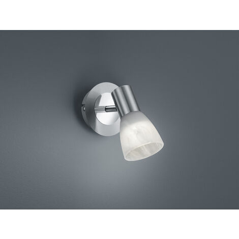 LED Wandstrahler LEVISTO 1-flammig Silber Glaslampenschirm schwenkbar Höhe  19 cm