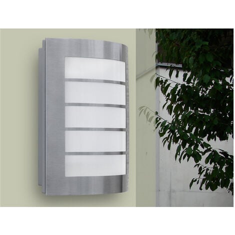 Dezente Edelstahl LED Außenwandleuchte SLIM, IP44, 21,6 x 17,6 cm | Wandleuchten