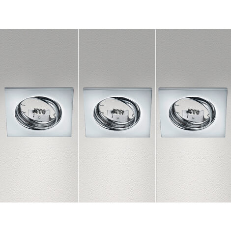 Eckige Einbaustrahler Decke JURA 3er Set schwenkbar Silber Chrom GU10