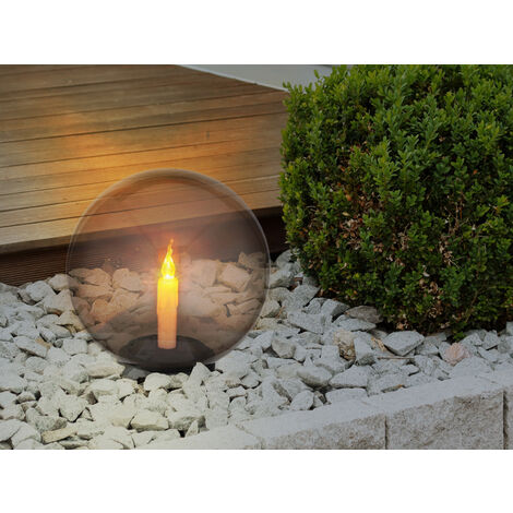 LED Solarkugel mit Kerze - Leuchtkugel rauchfarbig Ø 25cm mit Erdspieß