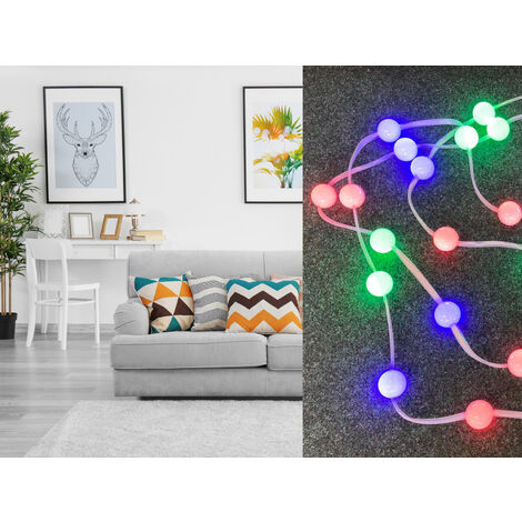 LED Lichterkette mit 30 LED Kugeln in rot grün blau, Länge 5m, mit Schalter (1/5)