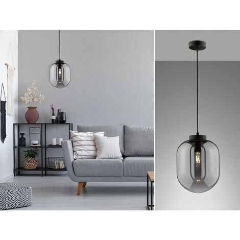 Pendelleuchte REGI Industrial 1-flammig Rauchglas Glaskugel, Ø 24cm (1/5)