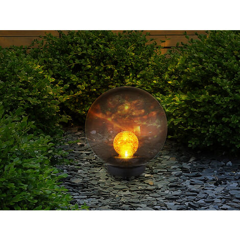 LED Solarkugel Garten Leuchtkugel rauchfarbig Ø 20cm mit Erdspieß