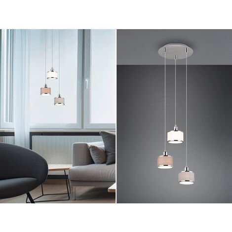 LED Pendelleuchte 3-flammig mit Stoffschirmen mehrfarbig, Ø 29cm (1/5)