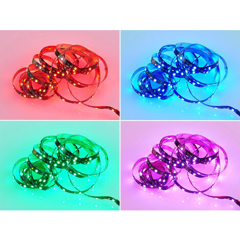 2er Set LED Streifen mit Fernbedienung, RGB Farbwechsel & Dimmer - 5 Meter